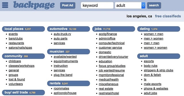 Backpage Personals Alternatives